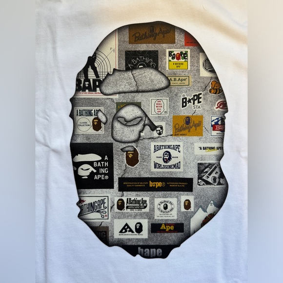 NWT【Bape】MULTI LOGO BIG APE HEAD RELAXED FIT TEE Mens XL - Picture 3 of 14
